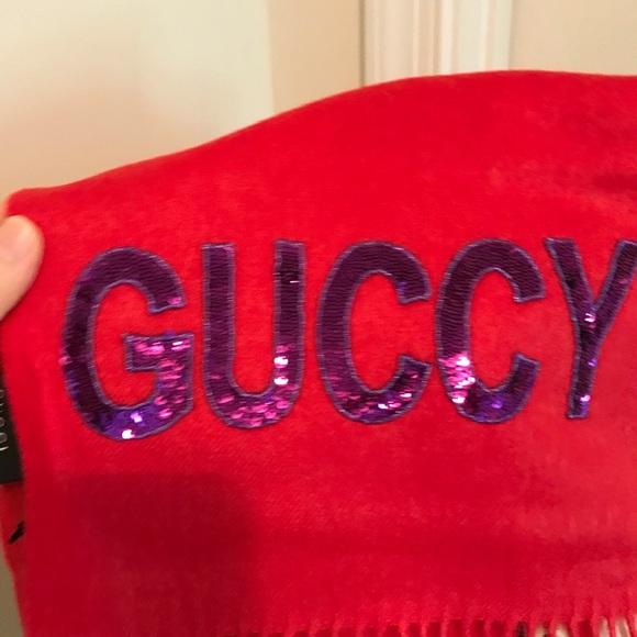 Gucci nwt scarf red/ Gucci yummy with embellished complete with tags $995 - Picture 6 of 9